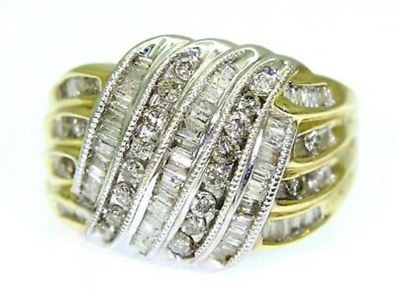 Atemberaubender 1 Karat Diamant 9 Gelbgold Band Ring Größe O ~ 7 1/4 von AlisonsVintageGems