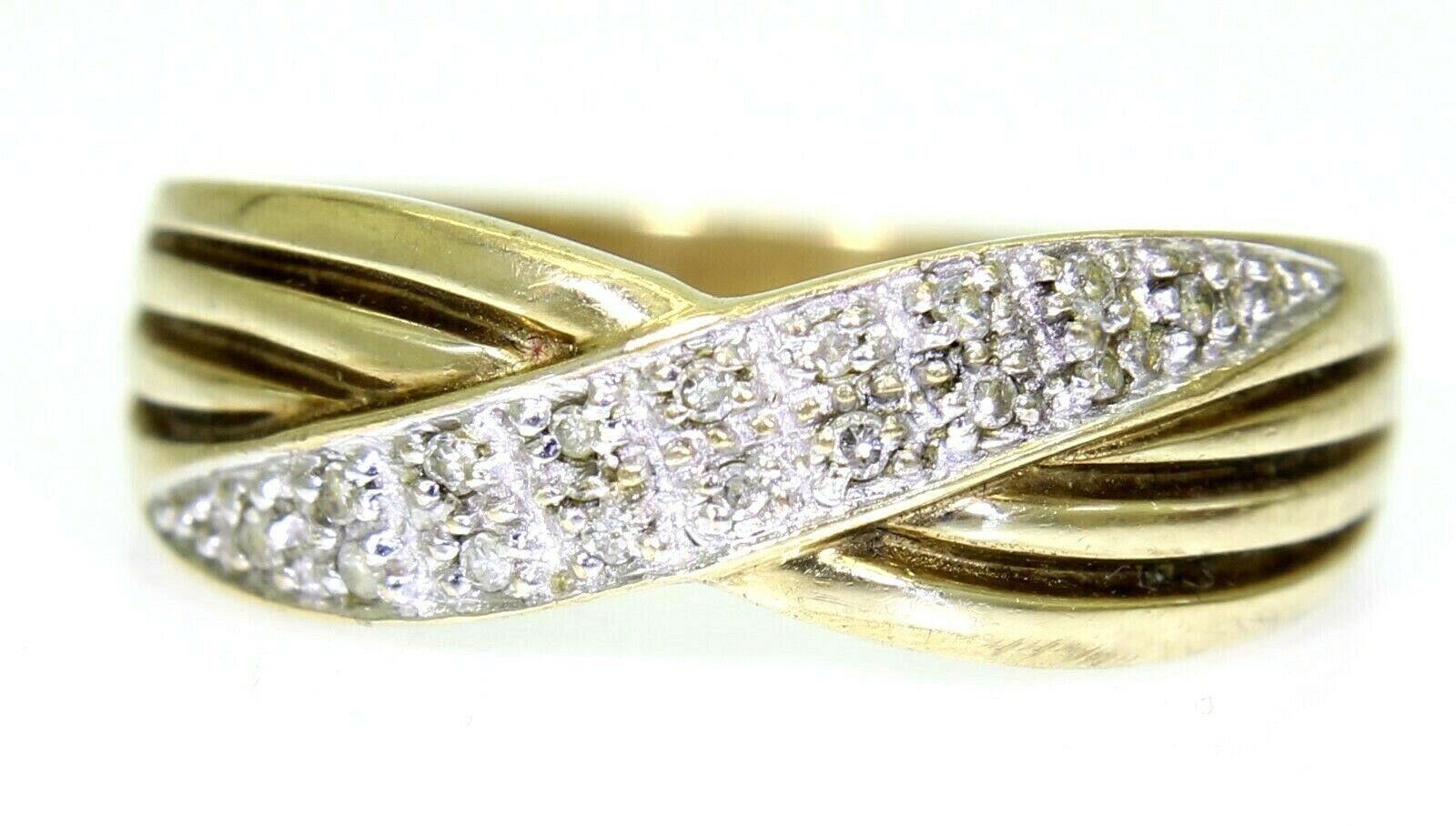 Attraktiver 0, 15Ct Diamant Halbe Ewigkeit Wishbone 9Ct Gelbgold Ring S ~ 9 1/4 von AlisonsVintageGems