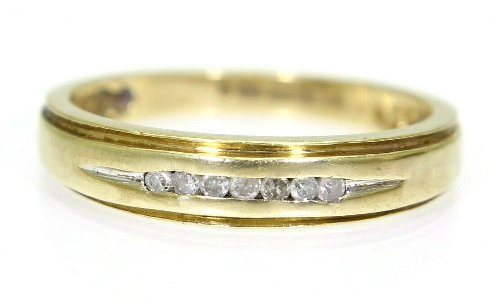 Channel Set Diamond Half Eternity 9Ct Gelbgold Stapelring Größe N ~ 6 3/4 von AlisonsVintageGems