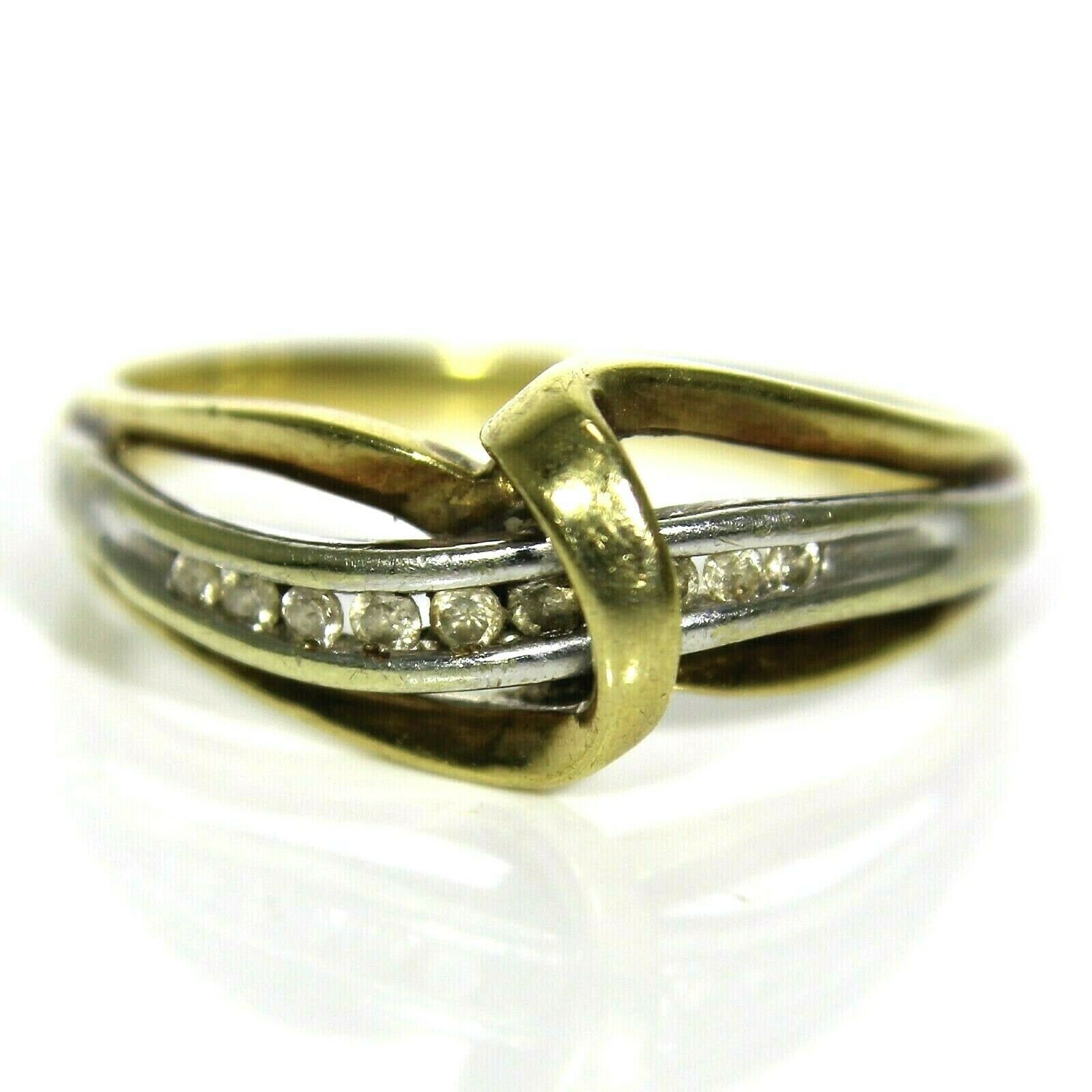 Hübsche 0, 10Ct Diamond Twist 9Ct Yellow Gold Ring Größe P ~ 7 3/4 von AlisonsVintageGems