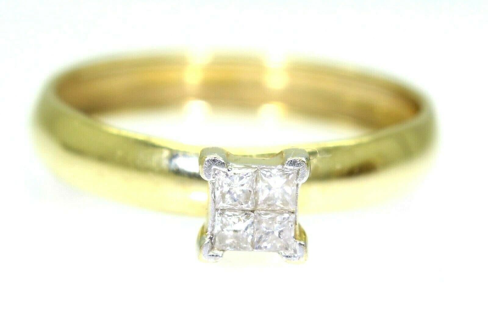 Hübsche 0, 20 Ct Prinzessin Diamant Cluster 9Ct Gelbgold Ring Größe P 7 3/4 von AlisonsVintageGems