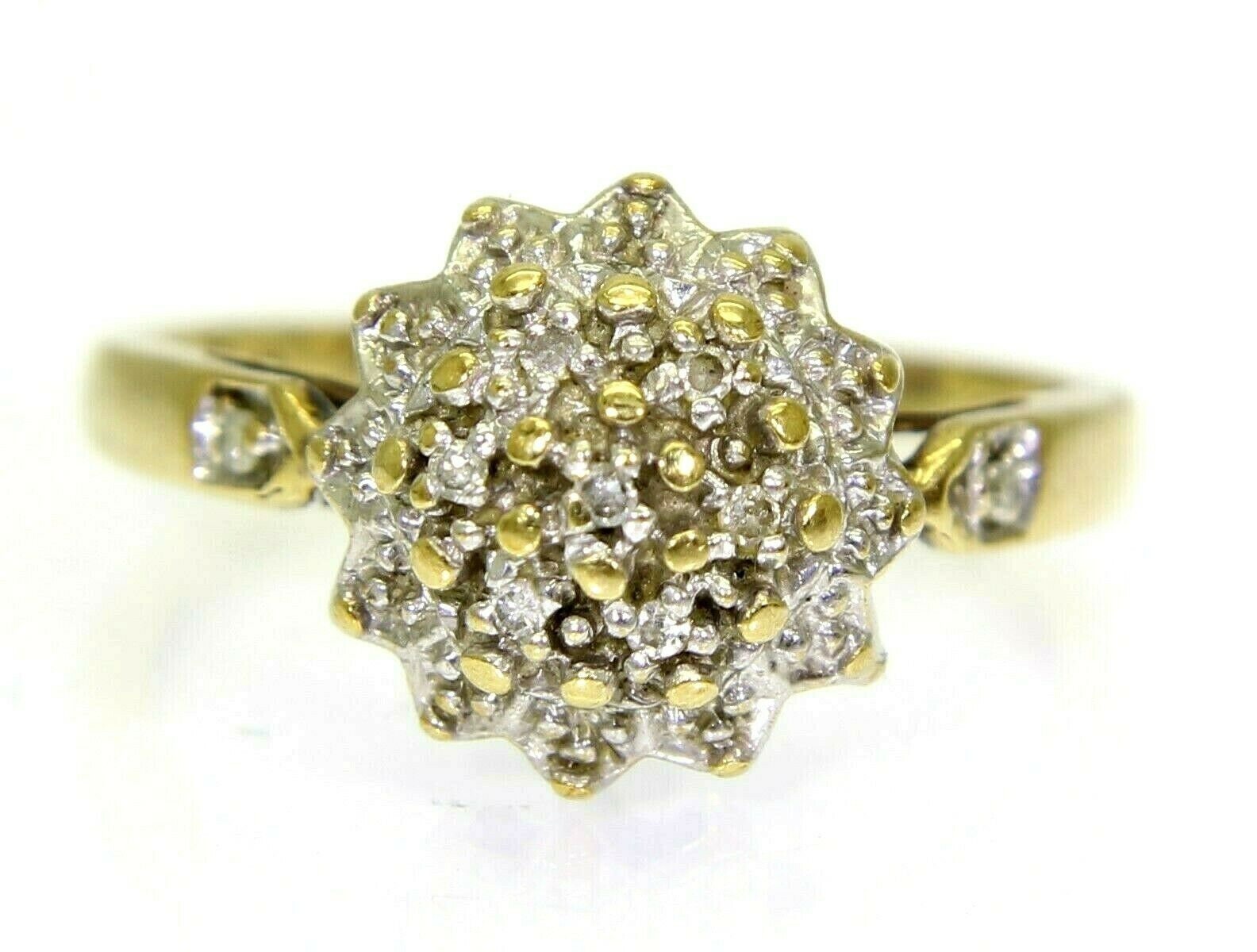 Hübsche Große Diamant Cluster 9Ct Gelbgold Ring Größe L ~ 5 3/4 von AlisonsVintageGems