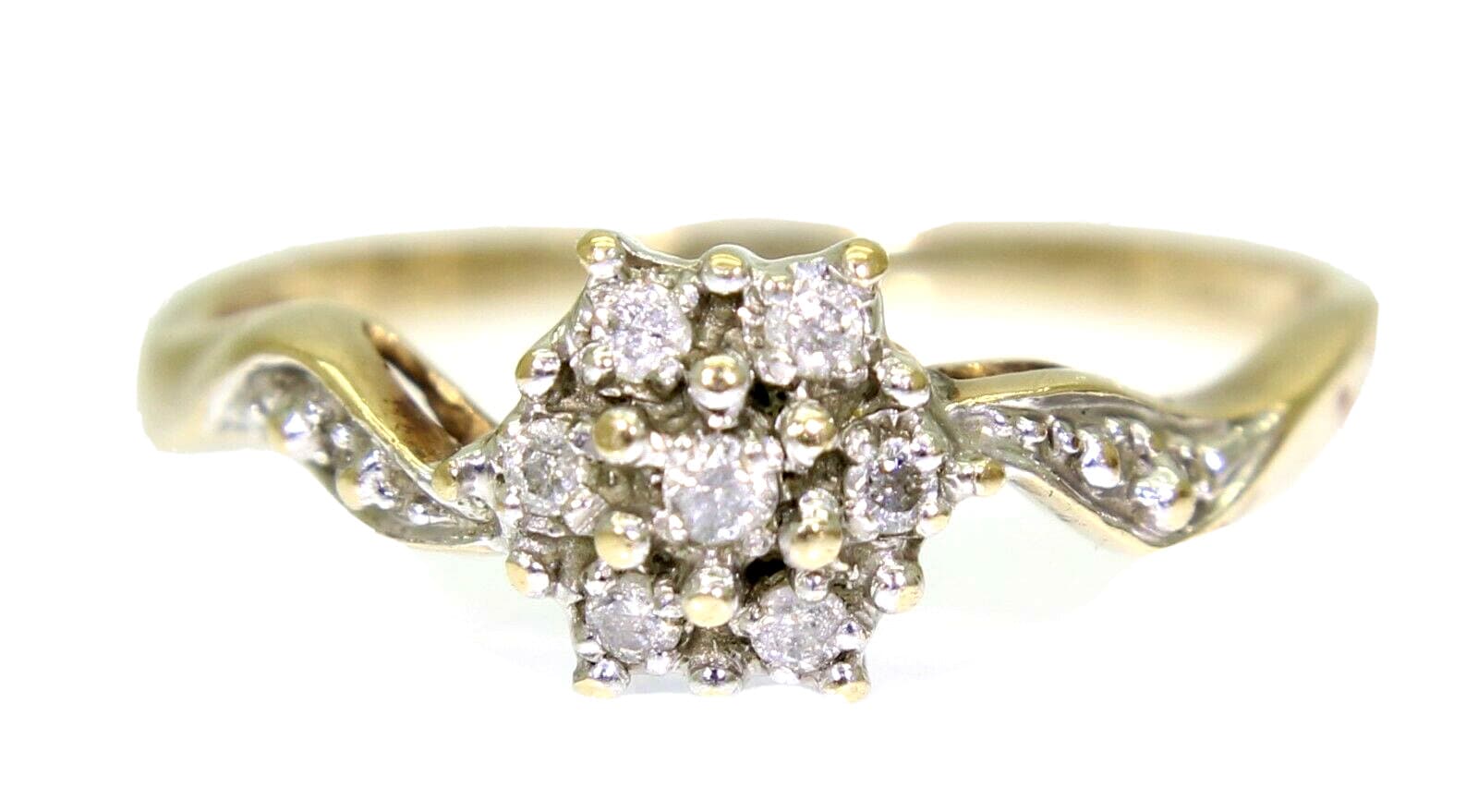 Hübscher 0, 10Ct Diamant Cluster 9Ct Gelbgold Ring Größe O 1/2 ~ 7 von AlisonsVintageGems