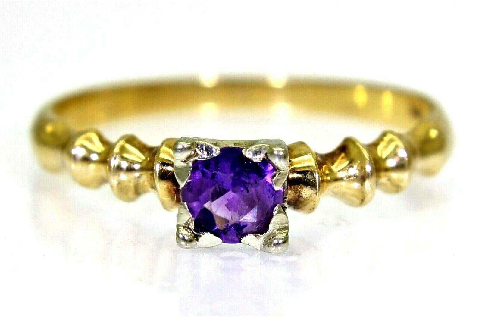 Hübscher Amethyst Solitär 14Ct 14K Gelbgold Ring Größe M 1/2 ~ 6 von AlisonsVintageGems