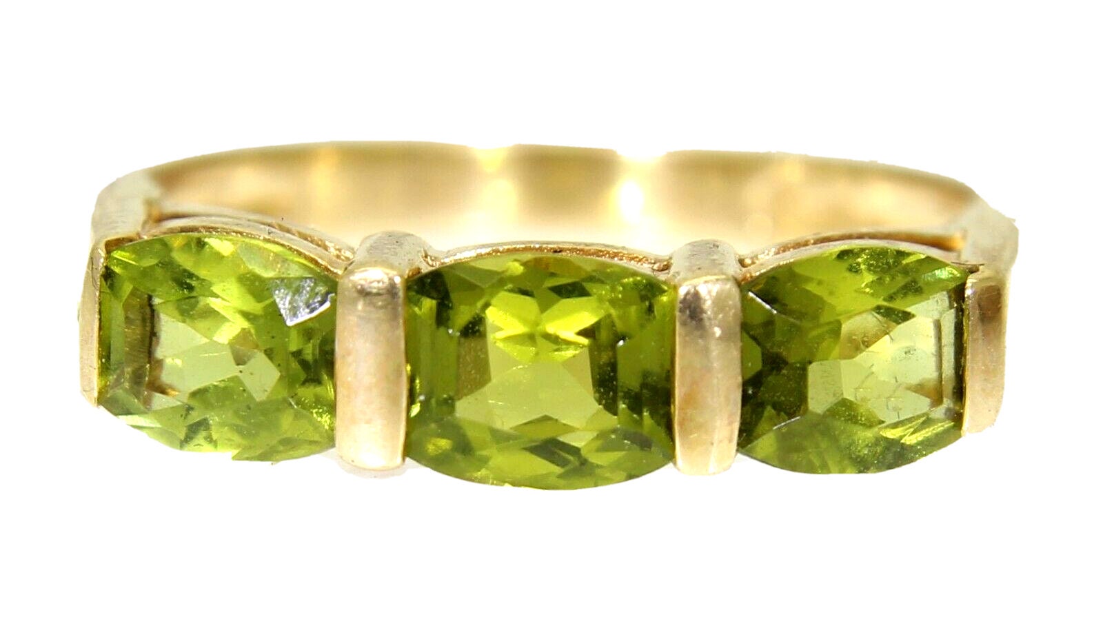 Peridot Trilogy 9Ct Gelbgold Ring Größe P ~ Us 7 3/4 von AlisonsVintageGems