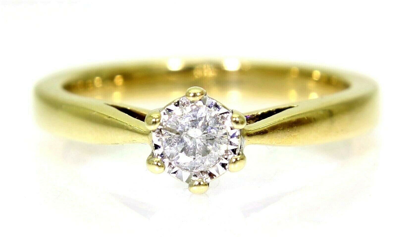 Qualität 0, 15Ct Diamant Solitär 9Ct Gelbgold Ring Größe M ~ 6 1/4 von AlisonsVintageGems