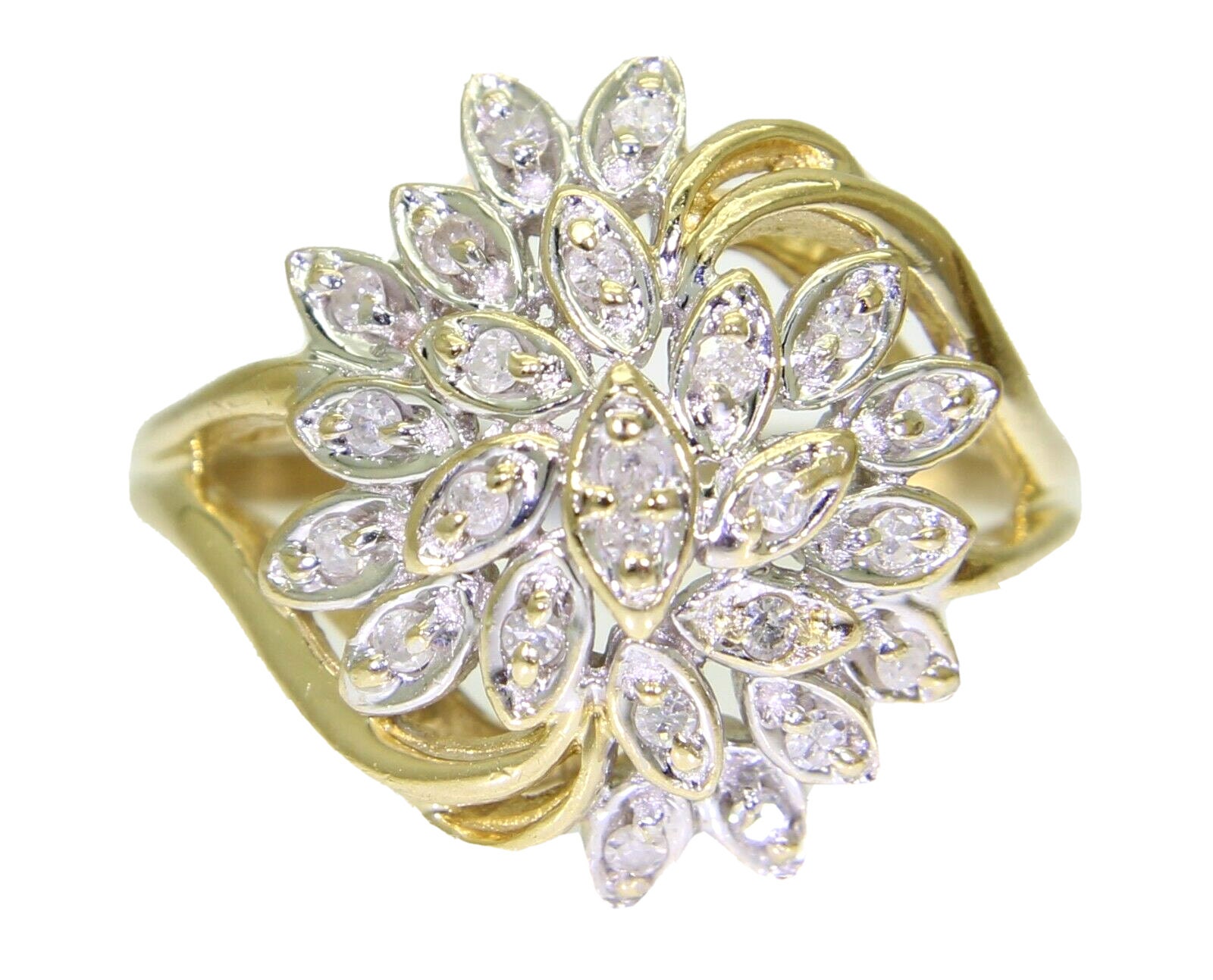 Schwerer 0, 36Ct Diamant Cluster 14K Gelbgold Ring Größe U ~ 10 1/4 von AlisonsVintageGems