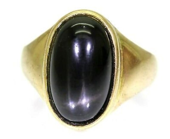 Sehr Schwerer Vintage Schwarzer Stern Diopside 9Ct Gelbgold Ring R 1/2 ~ Us 9 von AlisonsVintageGems