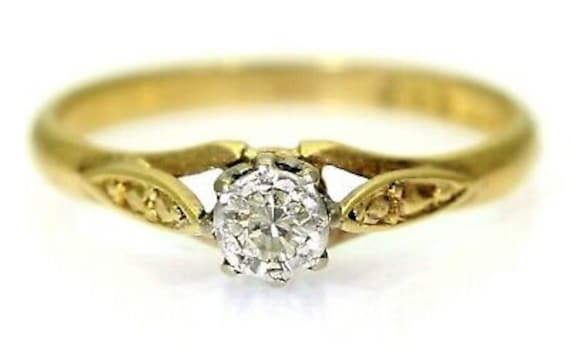 Vintage 0, 10Ct Diamant Solitär 18Ct Gelbgold & Platin Ring Größe L ~ 5 3/4 von AlisonsVintageGems