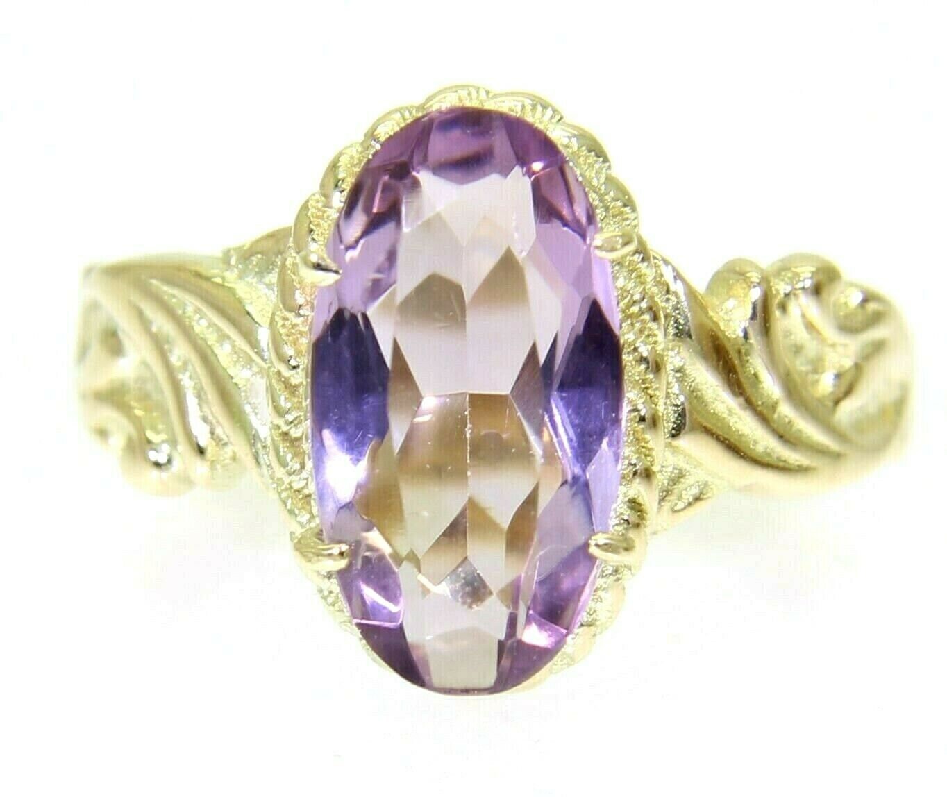 Vintage Amethyst Verschnörkelter 9Ct Gelbgold Ring Gr. K 1/2 ~ 5 von AlisonsVintageGems