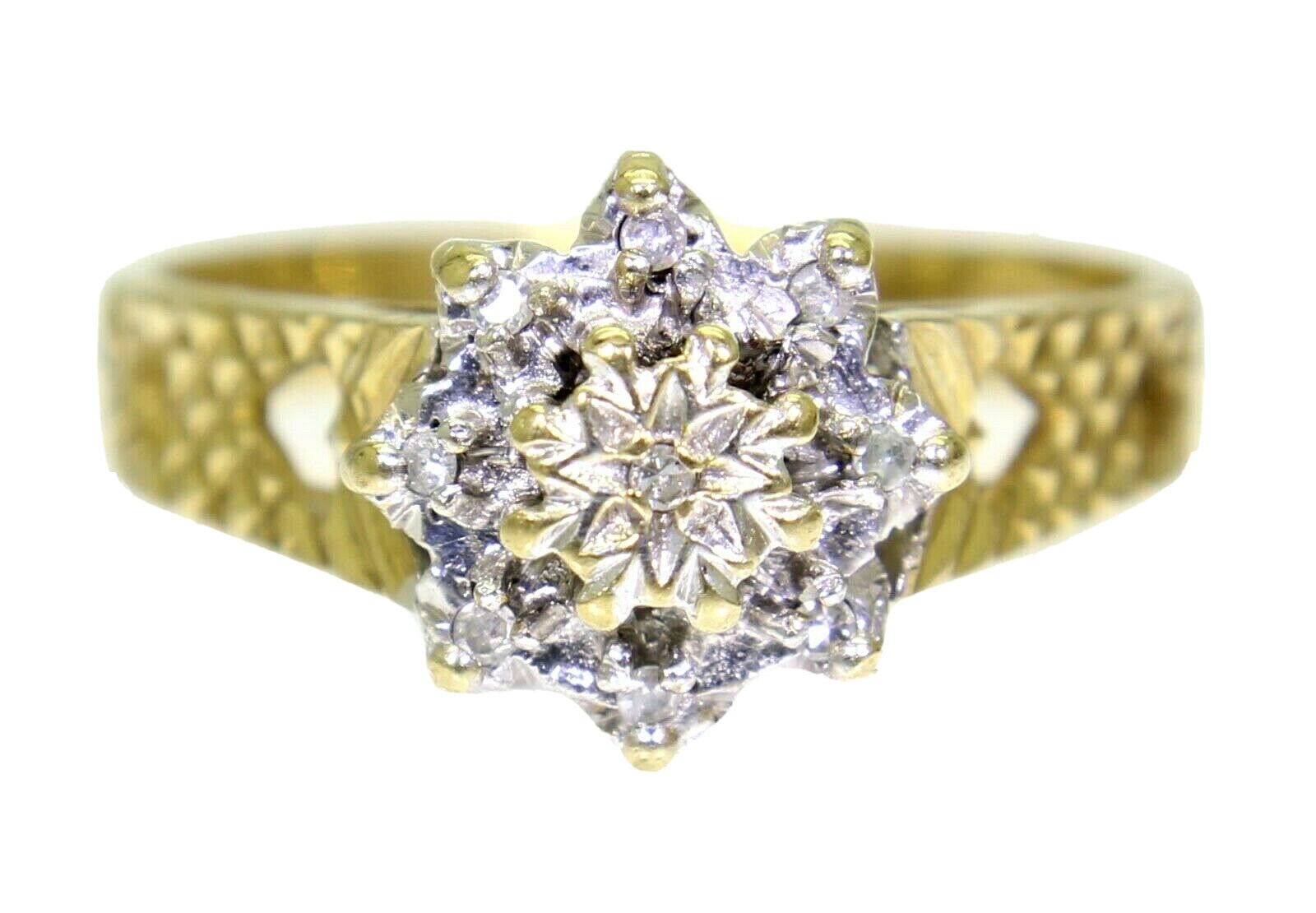 Vintage Diamant Hellschliff Herz Cluster 9Ct Gelbgold Ring Größe N ~ 6 3/4 von AlisonsVintageGems