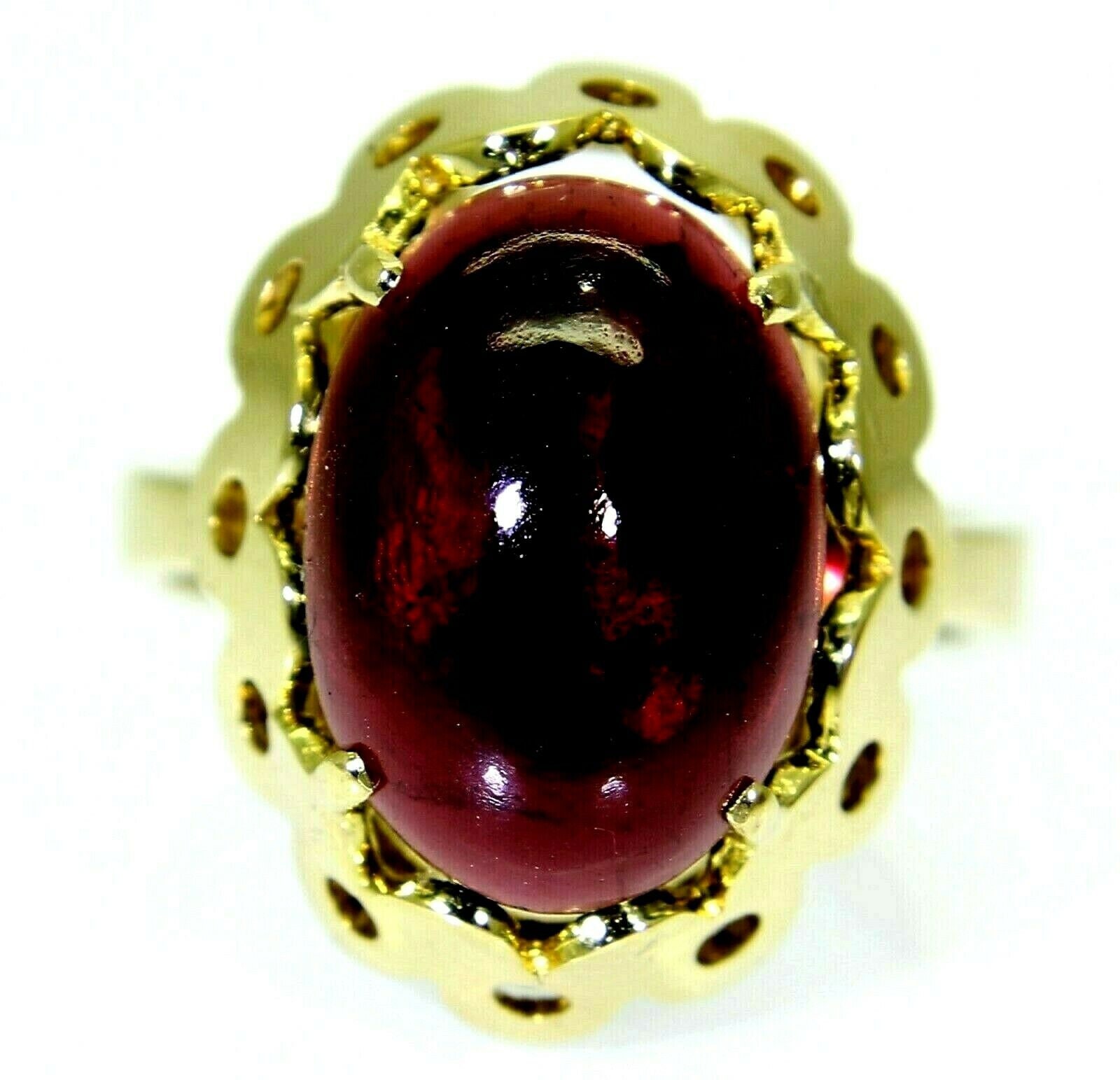 Vintage Granat Cabochon 9Ct Gelbgold Ring K ~ 5 1/4 von AlisonsVintageGems