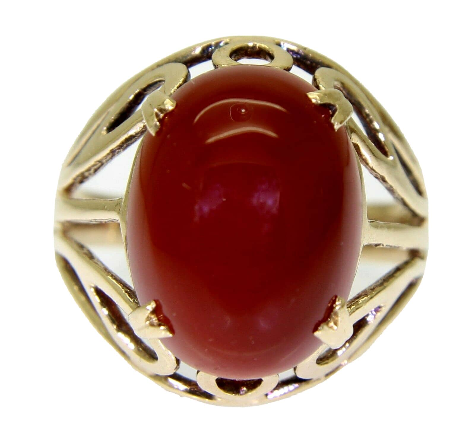 Vintage Karneol Cabochon 9Ct Gelbgold Ring P ~ Us 7 3/4 von AlisonsVintageGems