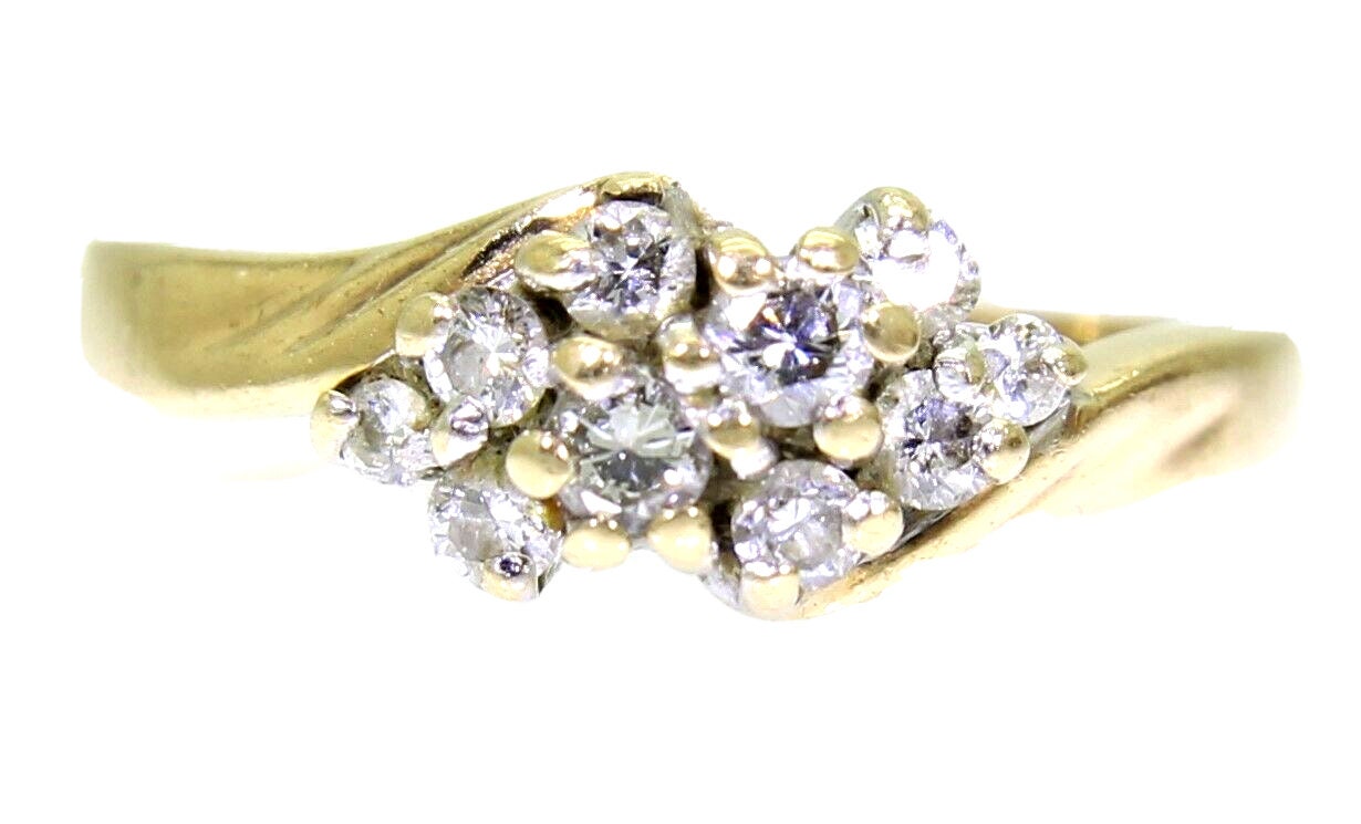 Wunderschöner 0, 35Ct Diamant Cluster 9Ct Gelbgold Ring Größe J ~ 4 3/4 von AlisonsVintageGems