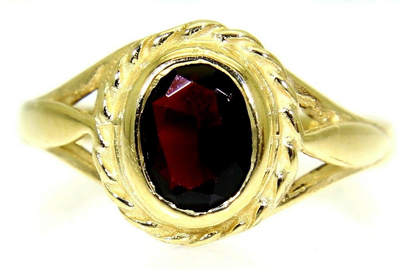 Wunderschöner Granat Solitär 9Ct Gelbgold Ring Gr. K ~ 5 1/4 von AlisonsVintageGems