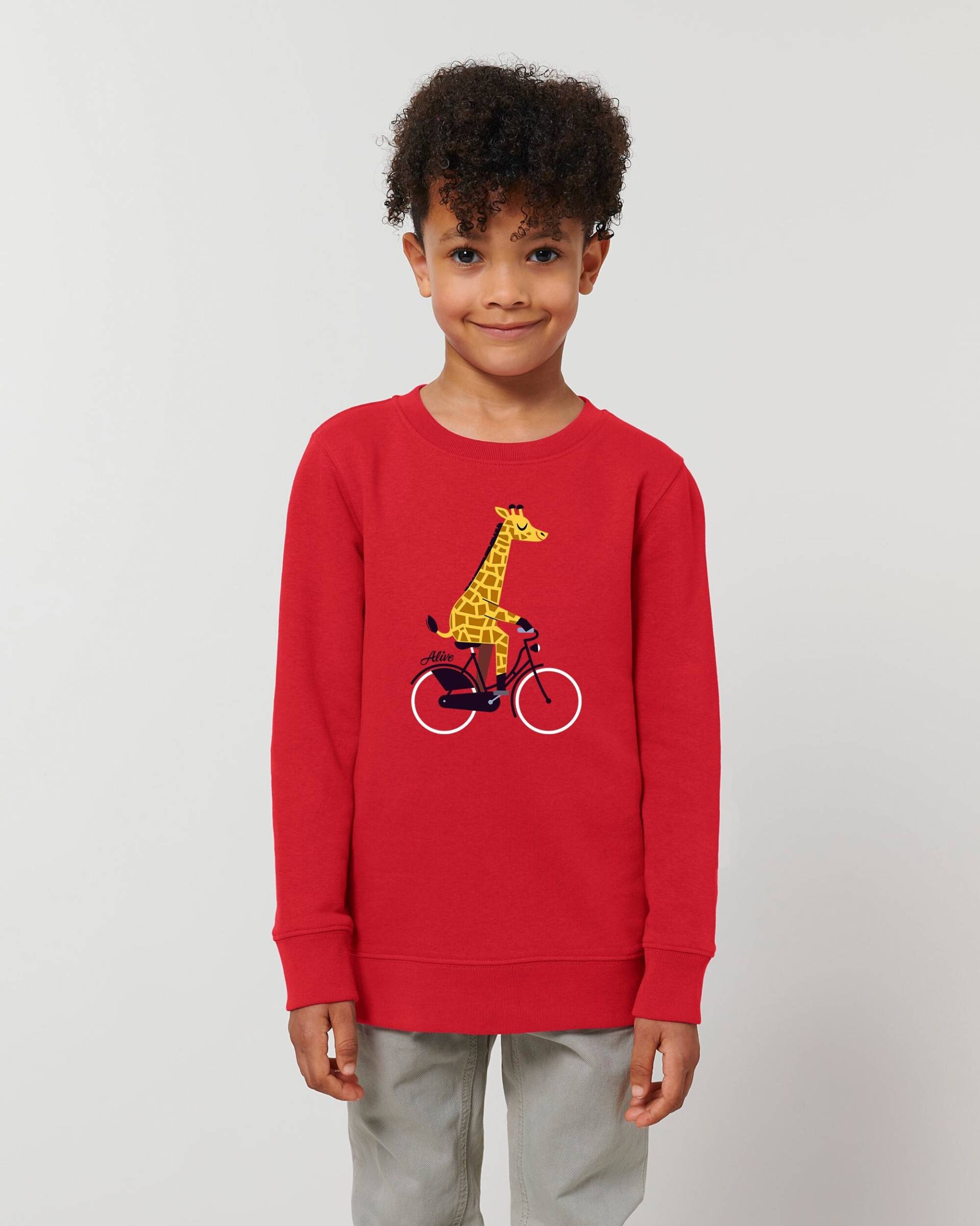 Biking Giraffe Longsleeve Sweatshirt Kids Mädchen Und Jungs Giraffe von AliveClothingShirts