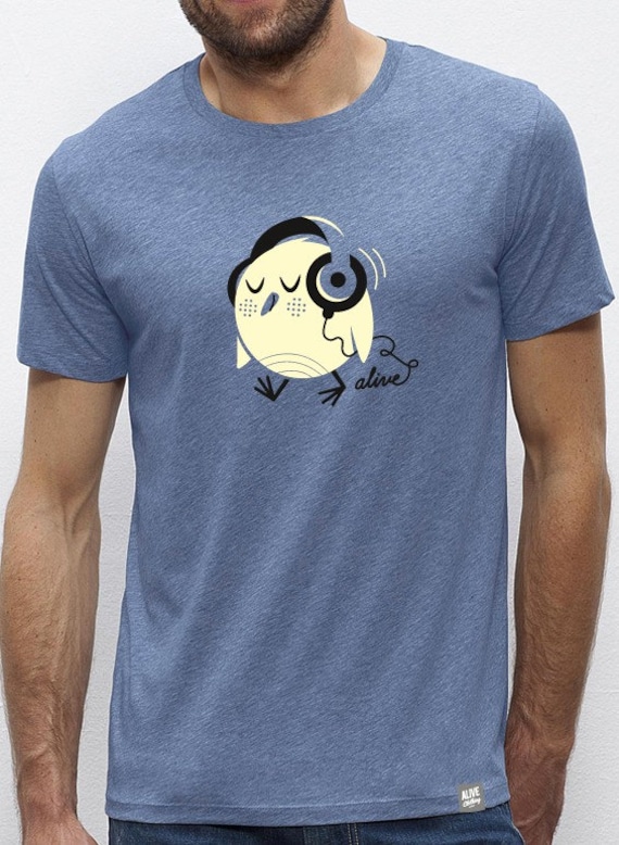 Birdy Headphones T-Shirt Boys | Blau von AliveClothingShirts