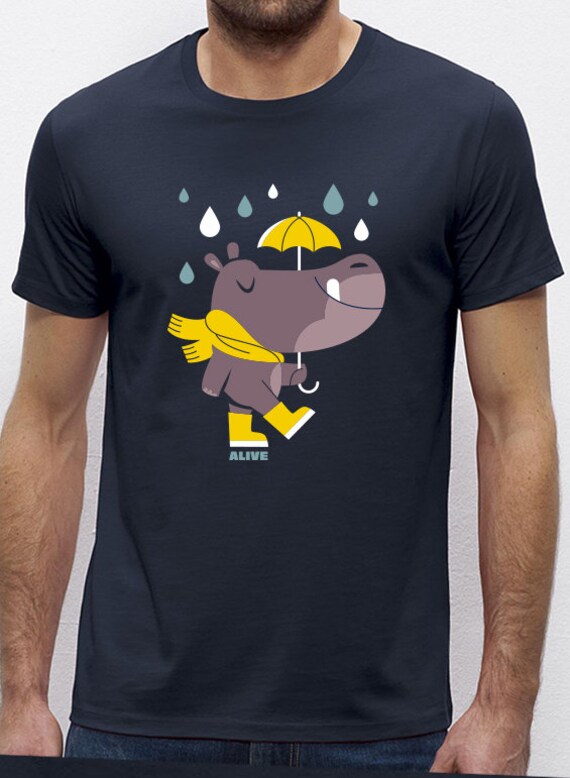 Hippo in The Rain T-Shirt Boys | Navy von AliveClothingShirts