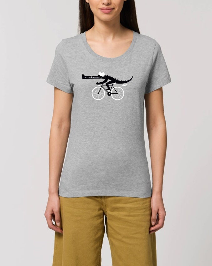 T-Shirt Frauen Korokdil Fahrrad Krokodil Shirt von AliveClothingShirts