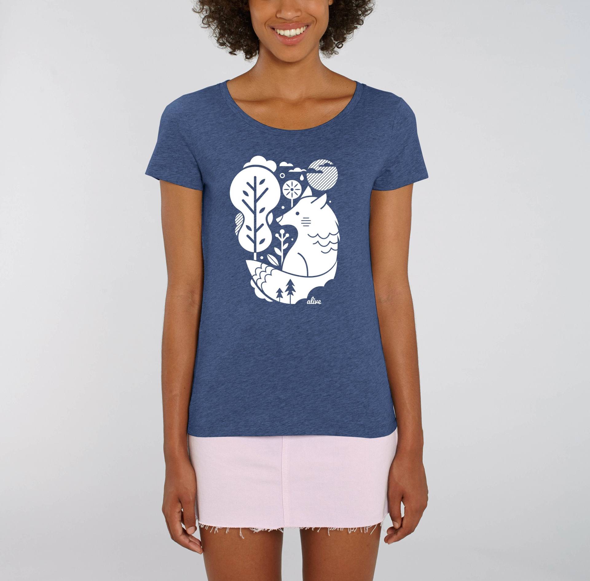 White Wolf T-Shirt Girls | Dark Heather Indigo von AliveClothingShirts