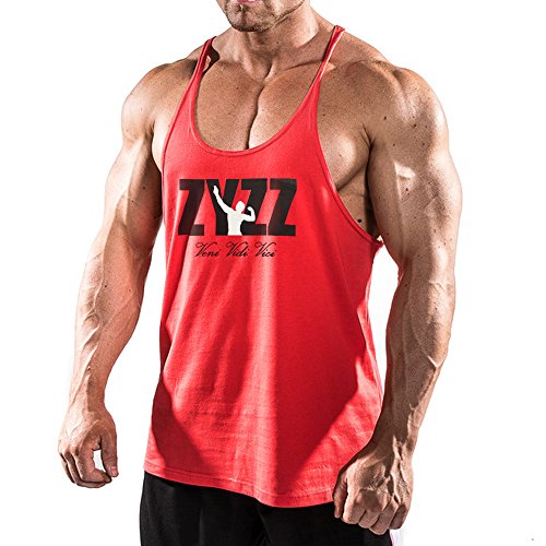 palglg Herren Bodybuilding Tank Top Fitness Trainieren Sport Weste Gym Sleeveless Muskelshirt ZYZZ00 Rot L von palglg