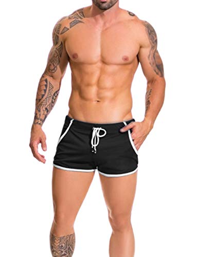 Alivebody Herren Gittergewebe Sportlich Kurze Hose zum Laufen Trainieren Schwimmen Fitness Hosen Color Black Size L von Alivebody