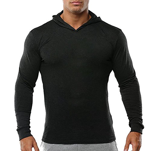 Alivebody Herren Longsleeve Sweatshirt Langarmshirt Fitness Running Hoodie Schwarz 2XL Ohne Logo von palglg