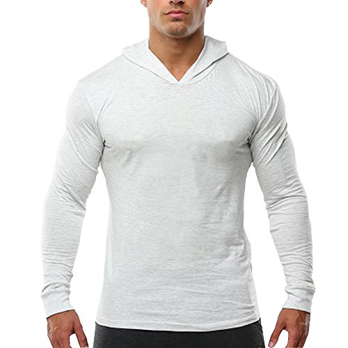 Alivebody Herren Longsleeve Sweatshirt Langarmshirt Fitness Running Hoodie Weiß L Ohne Logo von palglg