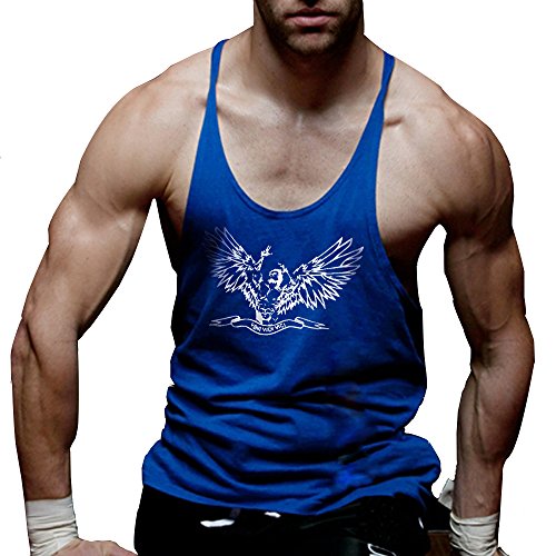 palglg Herren Bodybuilding Tank Top Fitness Trainieren Sport Weste Gym Sleeveless Muskelshirt ZYZZ01 Blau XL von palglg