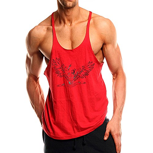 palglg Herren Bodybuilding Tank Top Fitness Trainieren Sport Weste Gym Sleeveless Muskelshirt ZYZZ01 Rot L von palglg