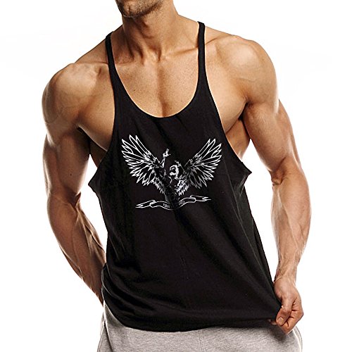 palglg Herren Bodybuilding Tank Top Fitness Trainieren Sport Weste Gym Sleeveless Muskelshirt ZYZZ01 Schwarz XL von palglg