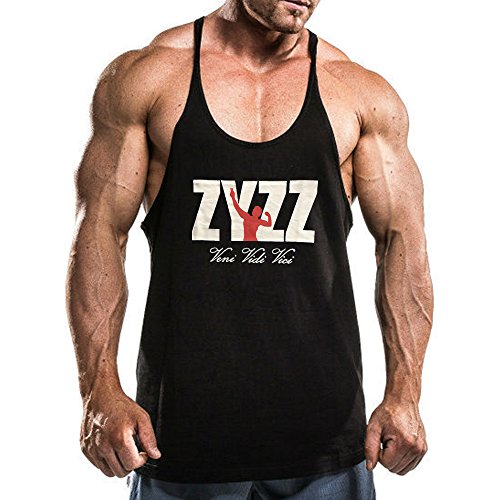 Alivebody Männer Gym Sleeveless Shirt Tank Top T-Shirt Bodybuilding Sport Weste, Lï¼šBrust 105-115 cm, Schwarz von palglg