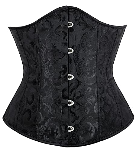 Alivila.Y Fashion Corset Damen Alivila.Y Fashion Brocade Underbust ohne Knochen Korsett-Taille Trainer Shaper Mittel Schwarz von Alivila.Y Fashion