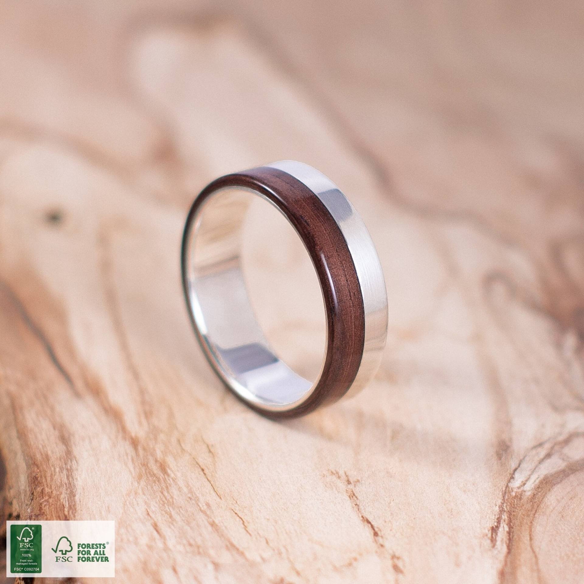 Ring Aus Silber Und Palisander. Ehering, Geschenkring von AlixCrafts