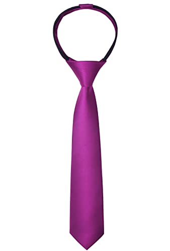 Alizeal Boys Solid Color Vorgebundene 2,4 '' Reißverschluss Skinny Krawatte, Magenta von Alizeal