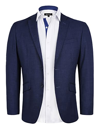 Alizeal Herren Business Casual Blazer Leichte Zwei Knöpfe Regular Fit Anzug Jacken, Marineblau-XL von Alizeal