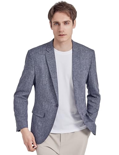 Alizeal Herren Business Casual Blazer One Button Slim Fit Anzugjacken, Blau-L von Alizeal