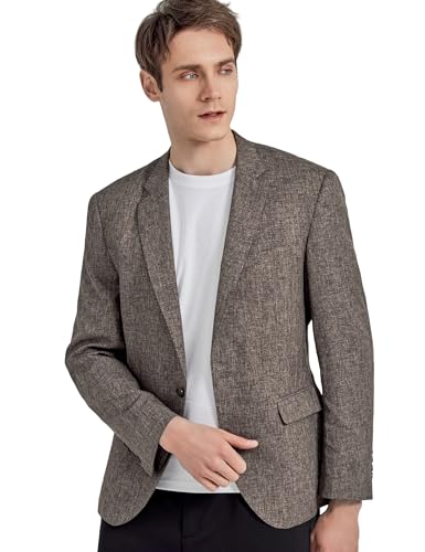 Alizeal Herren Business Casual Blazer One Button Slim Fit Anzugjacken, Braun-2XL von Alizeal