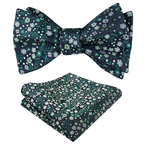 Alizeal Herren-Fliege und Einstecktuch mit Blumenmuster und buntem klassischem Design, Grün und Minzgrün, Einheitsgröße von Alizeal