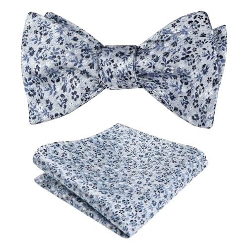 Alizeal Herren-Fliege und Einstecktuch mit Blumenmuster und buntem klassischem Design, blau, Einheitsgröße von Alizeal