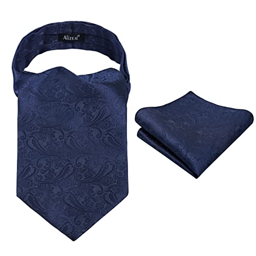 Alizeal Herren Modern Paisley Cravat & Pocket Square Set (Dark Navy) (Größe: One Size) von Alizeal