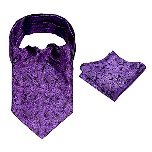 Alizeal Herren Modern Paisley Cravat & Pocket Square Set (Dunkelviolett) von Alizeal