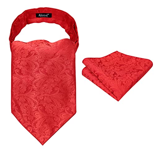 Alizeal Herren Modern Paisley Cravat & Pocket Square Set (Rot) von Alizeal
