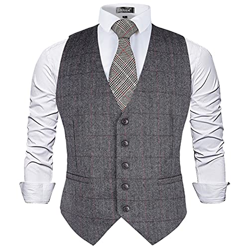 Alizeal Herren Tweed Anzugweste dunkelgrau-XXXL Alizeal Herren Tweed Anzugweste dunkelgrau-XXXL von Alizeal