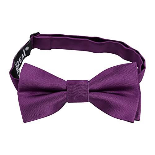 Alizeal vorgebundene Jungen Fliege Einfarbige verstellbare Fliege, Dunkelviolett von Alizeal
