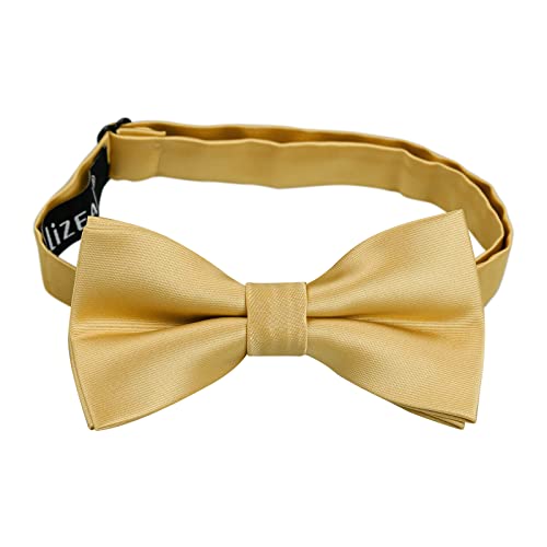 Alizeal vorgebundene Jungen Fliege Einfarbige verstellbare Fliege, Golden von Alizeal