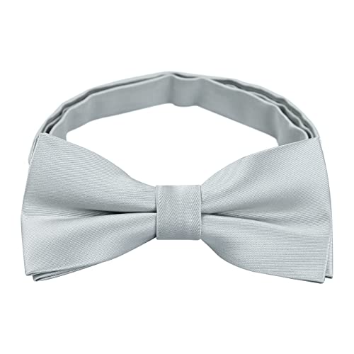 Alizeal vorgebundene Jungen Fliege Einfarbige verstellbare Fliege, Silber von Alizeal