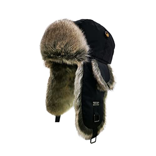 Alkaidstar Unisex Trapper Uschanka Russische Hütte Kunstpelz Cap Earflap Winter Bomber Hut Wintermütze Fliegermütze Fellmütze Erwachsenen für Herren von Alkaidstar