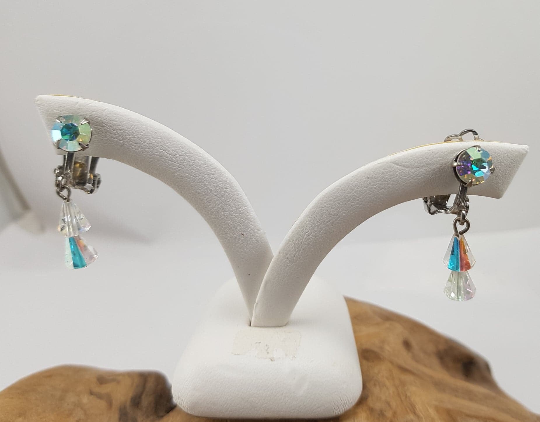 Vintage Klare Ab Swarovski Kristall Baumeln Clip Ohrringe, Hochzeit Ohrringe von AlkaraDesigns