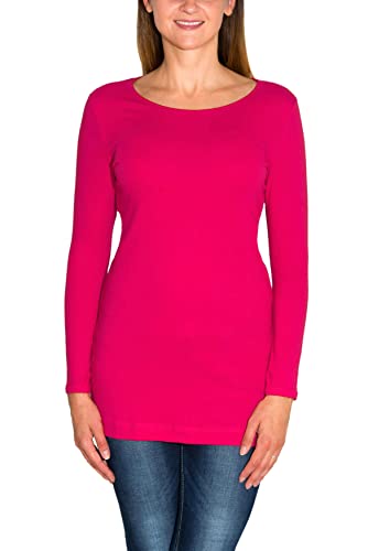 Alkato Damen Langarm Longshirt Langarmshirt Tunika Basic Shirt, Farbe: Amarant, Größe: L von Alkato